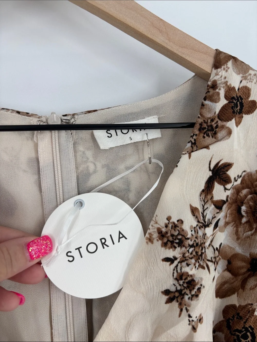 Storia boho brown floral maxi dress small new - Picture 2 of 4